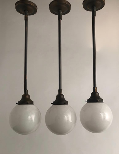 Milk Glass Ball Pendants